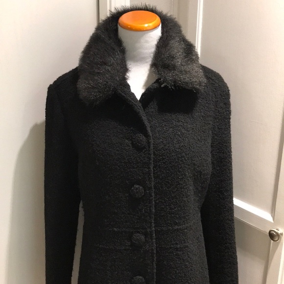 Static Jackets & Blazers - STATIC faux fur black wool coat